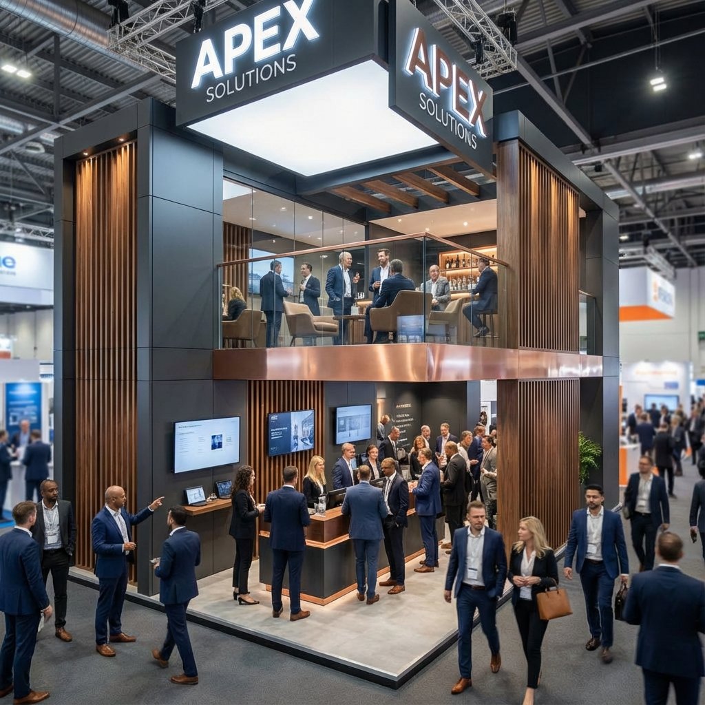 Realistic Exhibition Stand with Sharp People Details